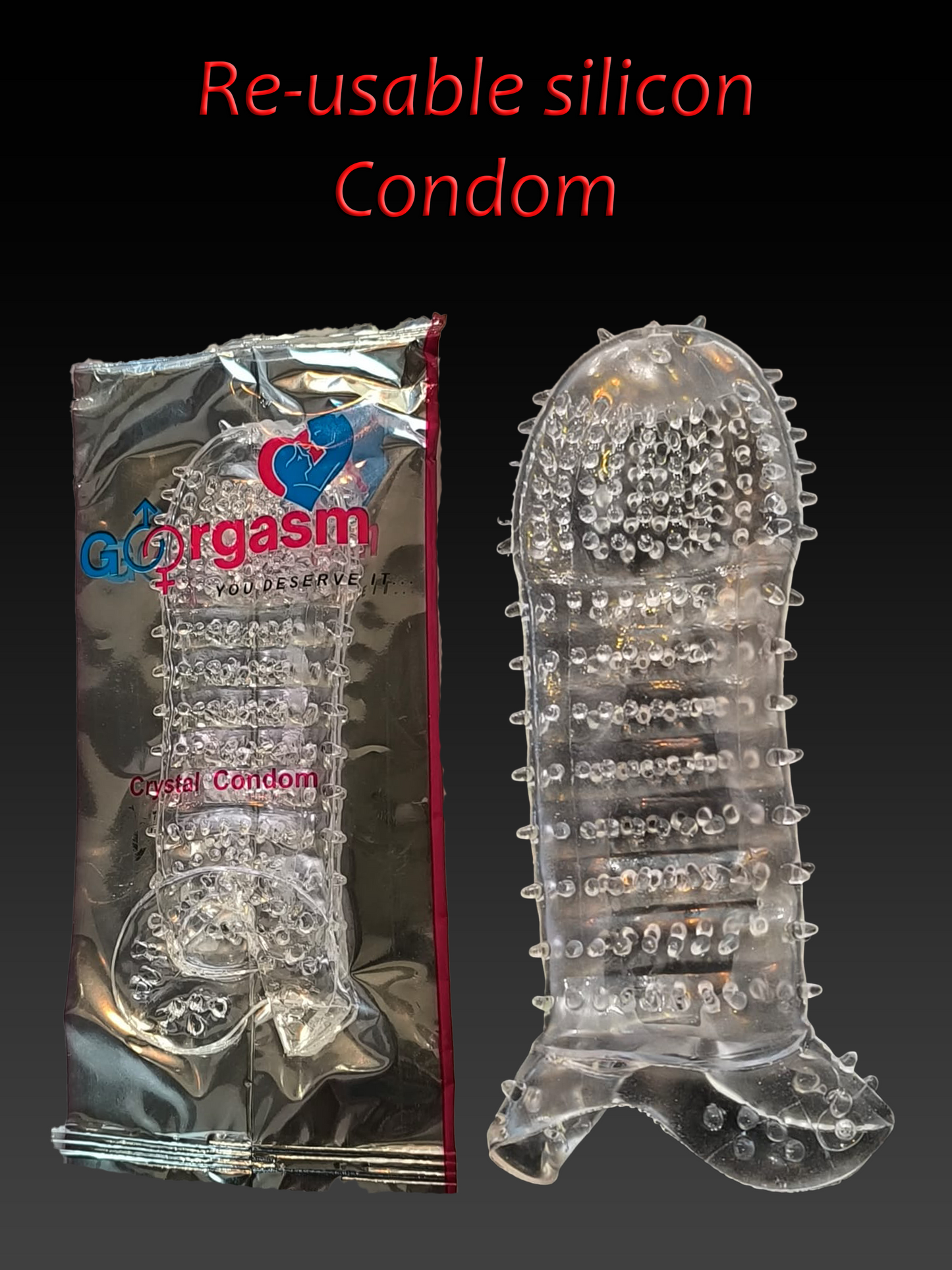 0 Reusable Crystal condom dotted 5 Inches